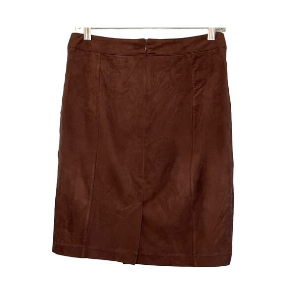 Alberto Makali Faux Suede‎ Mini Skirt Brown Pencil Zipper Pocket Detail 6 - Picture 2 of 4